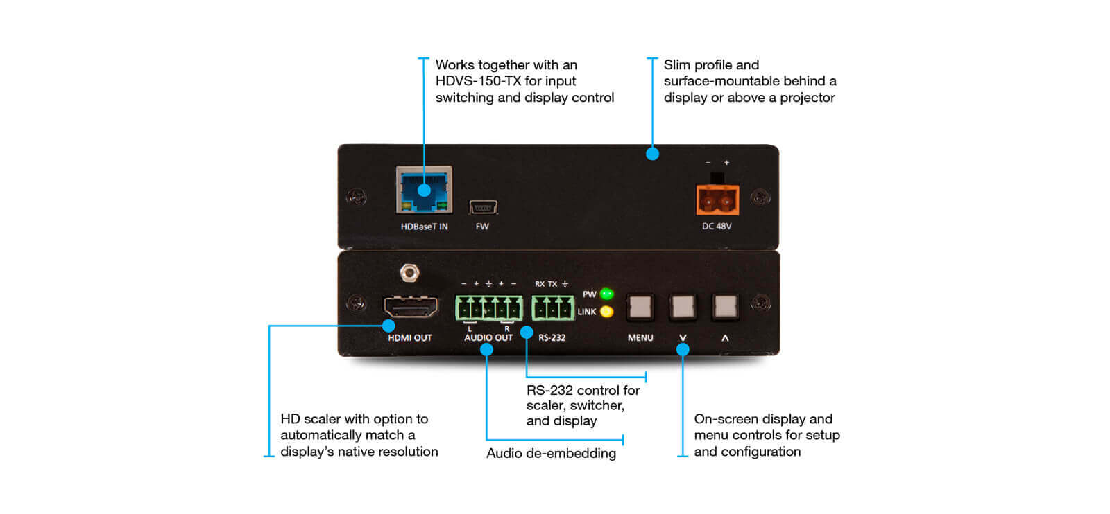 Atlona at-Hdvs-150-Kit auto switcher con 3 entradas tx/rx y escalador hd