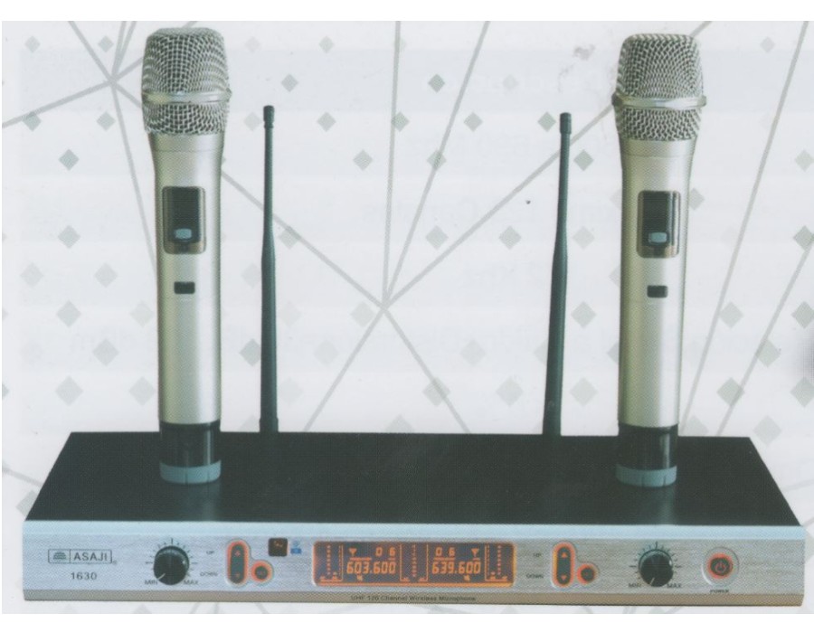 Asaji 1630 micrófono inalámbrico doble uhf cardioide