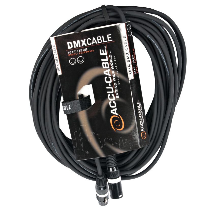 Adj ac3pdmx50 cable dmx de 15m de 3 pin