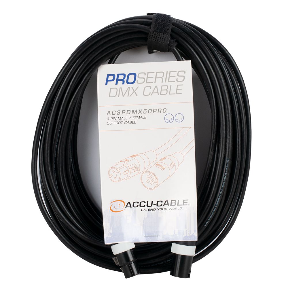 Adj ac3pdmx50pro cable dmx pro series de 15m de 3 pin