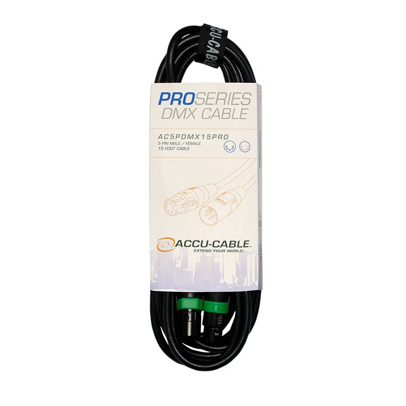 Adj ac5pdmx15pro cable dmx pro series de 4.5m de 5 pin