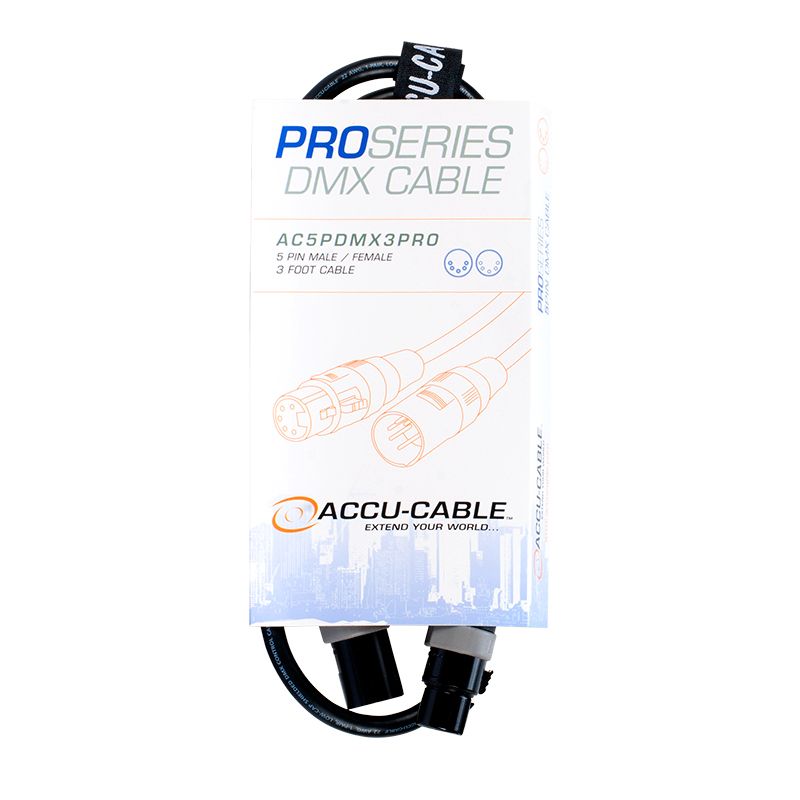 Adj ac5pdmx3pro cable dmx pro series de 1m de 5 pin