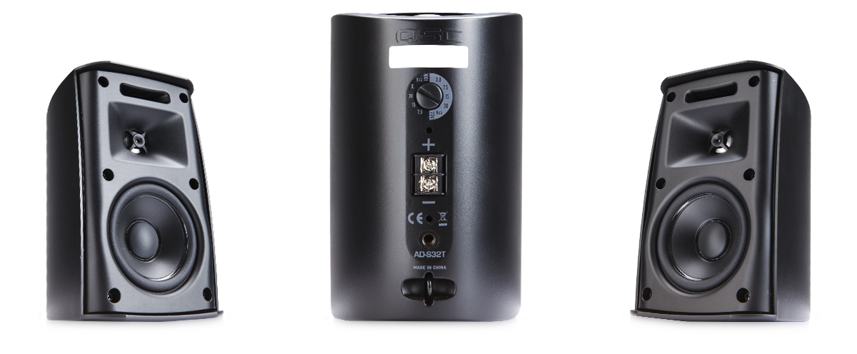 Qsc ad-S32t-Bk bocina a muro de 3 pulgadas de 30w, 8 ohms