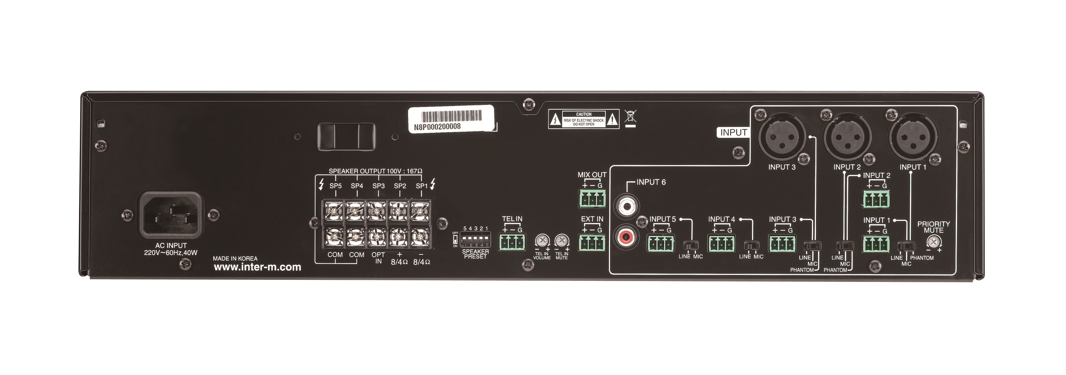 Inter m pa-120 amplificador de mezcla de 120w