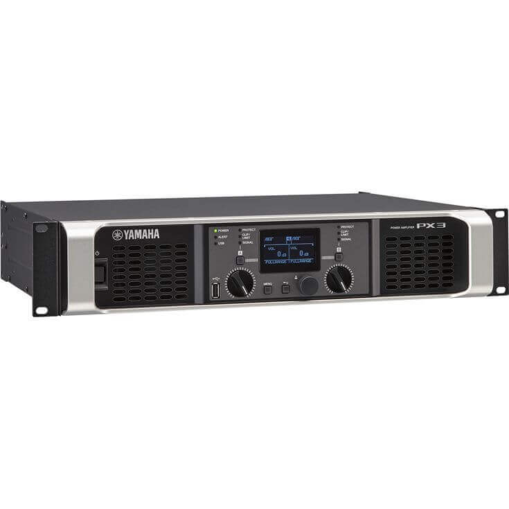 Yamaha px3 amplificador de poder de 2 canales a 300 watts por canal a 8 ohms.