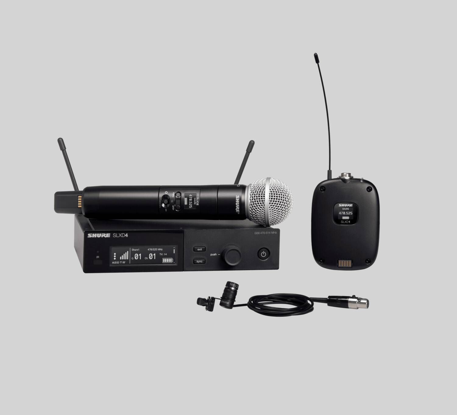 Shure general Shure slxd124/85 sistema inalámbrico con transmisor de mano slxd2/58 con micrófono lavalier wl185