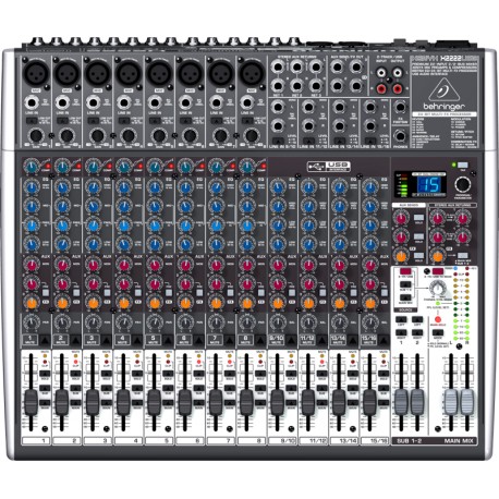 Behringer x2222usb mezcladora analógica premium de 22 entradas y 2/2 bus con interfaz usb/audio