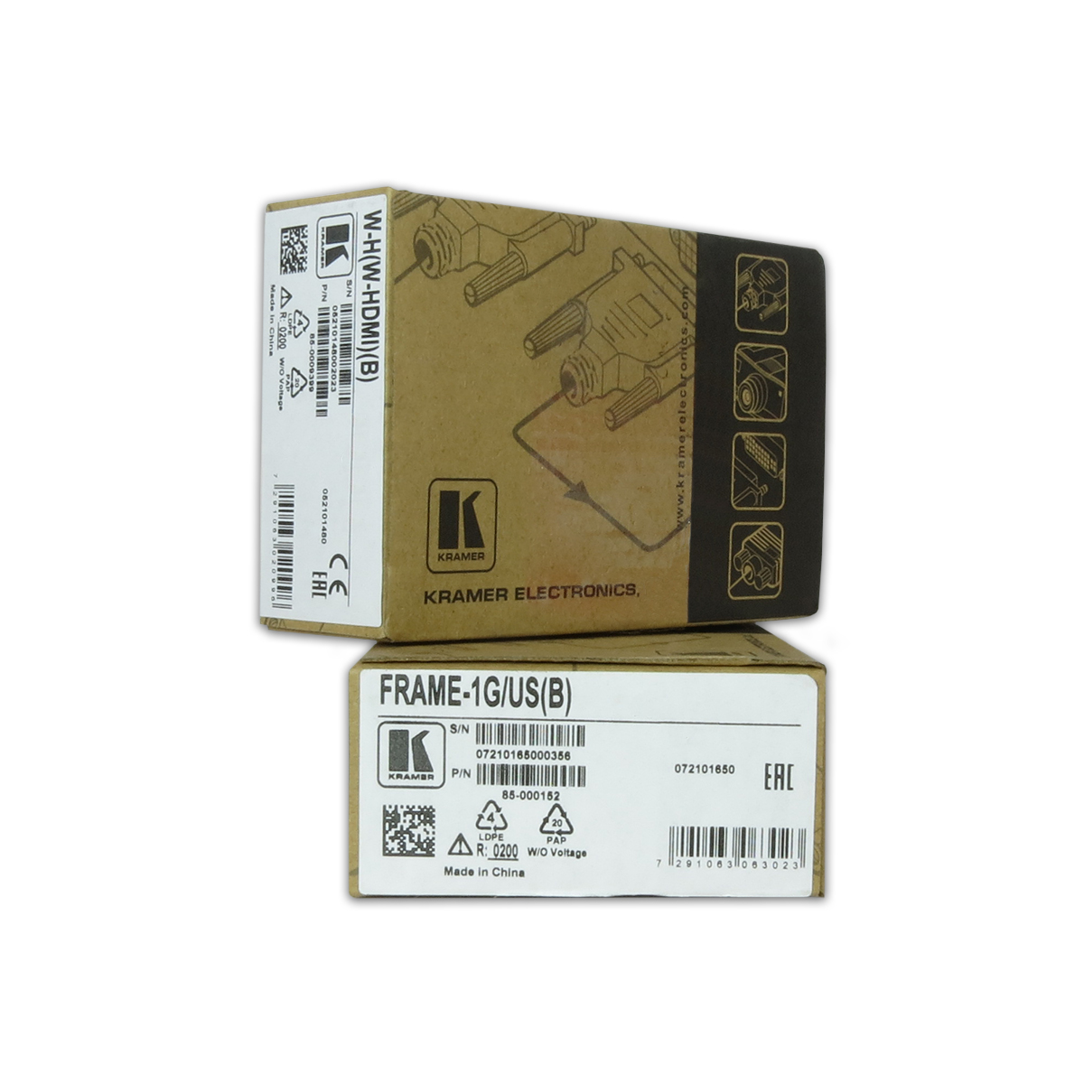 Kramer paq(b)-FRame-1g/us(b)&w-H(w-Hdmi)(b) placa de inserción hdmi a pared con marco negro