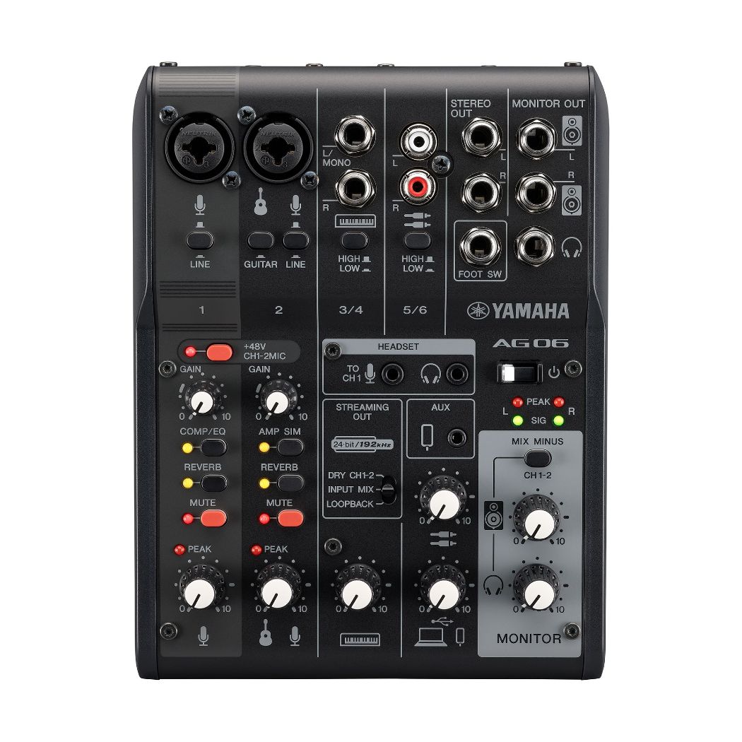 Yamaha ag06mk2b mezcladora de streaming en vivo 6 canales